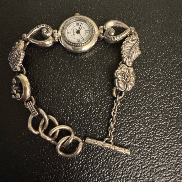 Brighton Silver Victoria Women's Watch with Floral Design and Toggle Closure - Picture 5 of 8